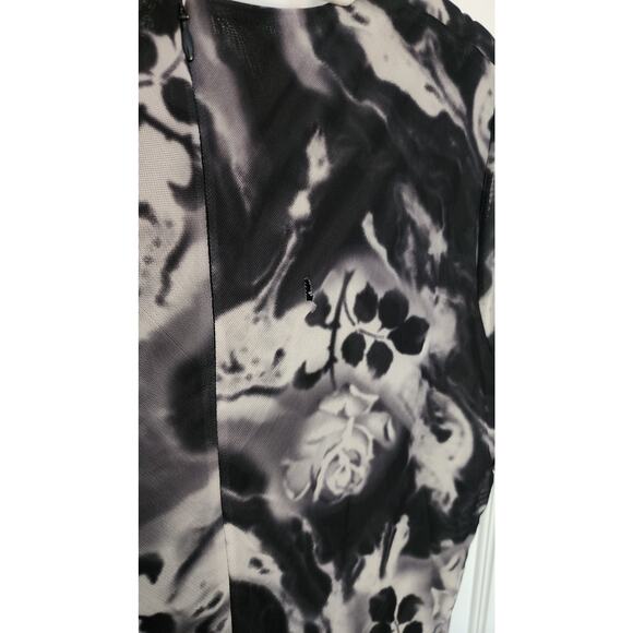 GANNI Gathered Mesh Black & White Dress Sz 44 - Picture 9 of 9